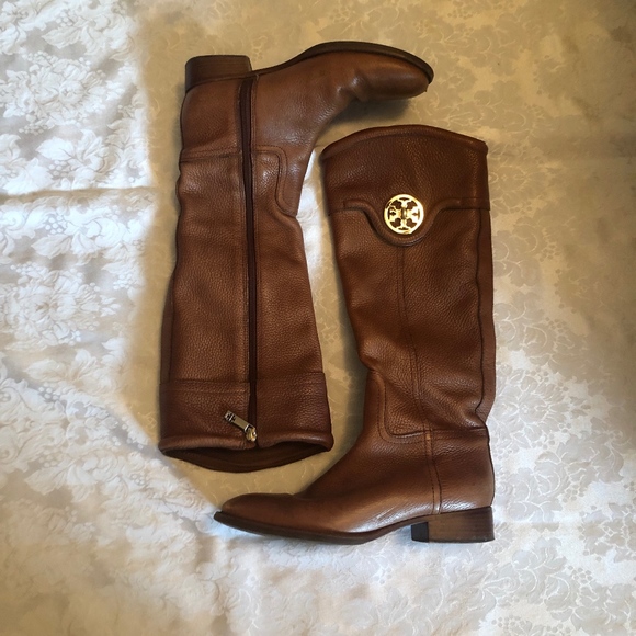 Tory Burch Brown Leather Winter Boots - Picture 2 of 8